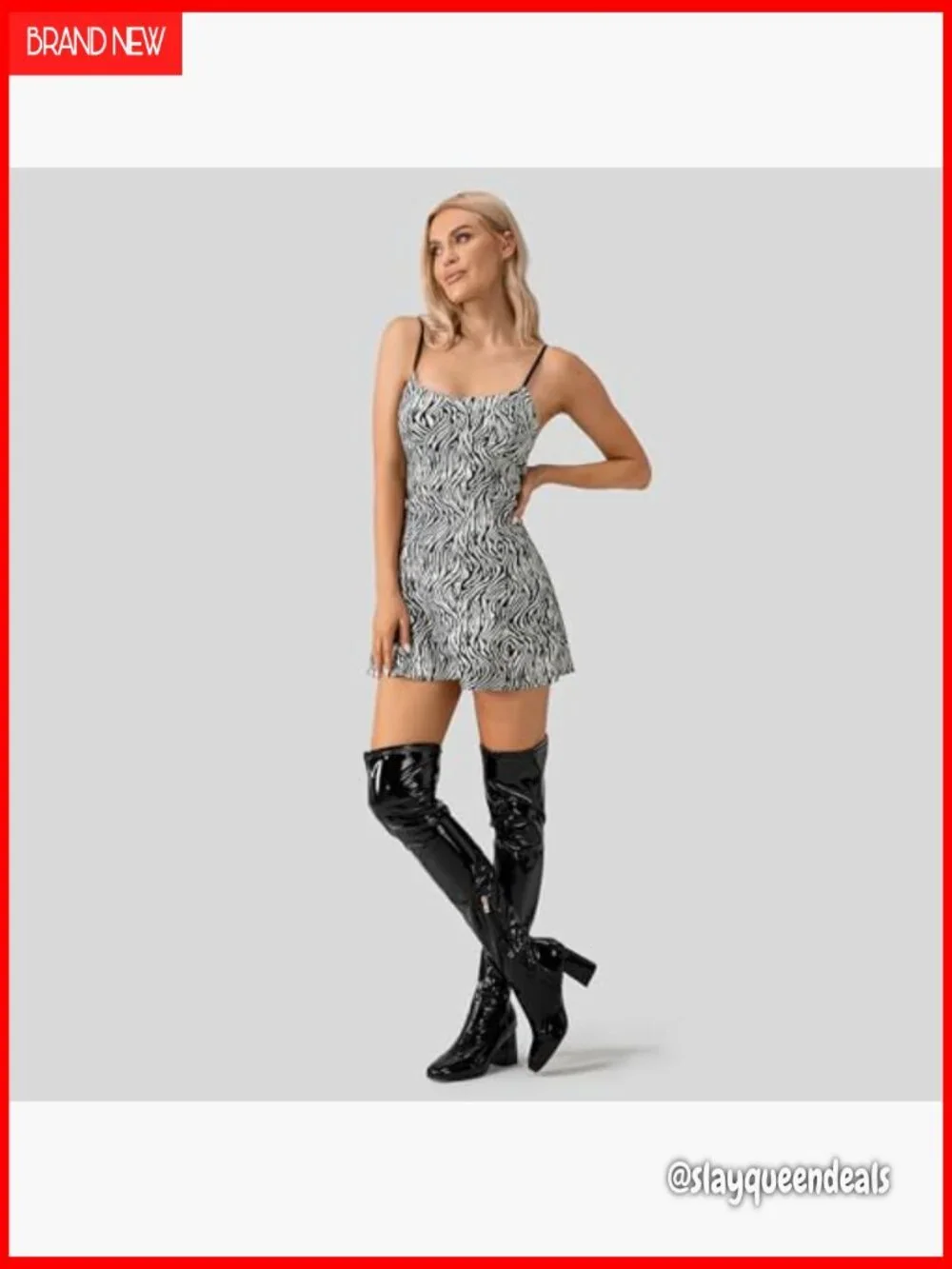 Patent Leather Over-the-Knee Boots Chunky Heel Square Toe Side Zipper